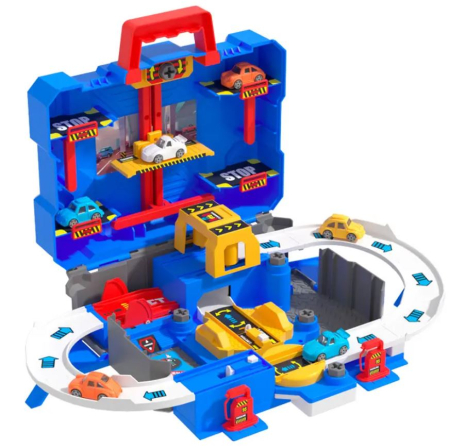 Jucării Interactive - Parcare de Masinute, Pista de Curse, Montare - Demontare cu Surubelnita, Depozitare in Trusa de Scule