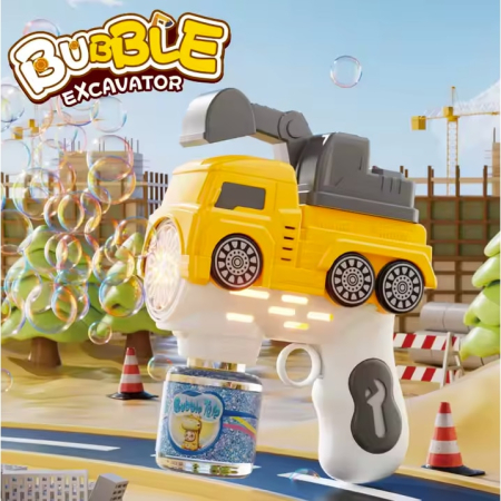 Jucării Interactive - Pistol pentru Baloane de Sapun - BubbeDrive: Excavator - cu Rezervor pentru Solutie, Explozie de Bule