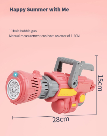 Pistol pentru baloane de sapun cu Rezervor pentru solutie, Milioane de baloane, Roz [2]