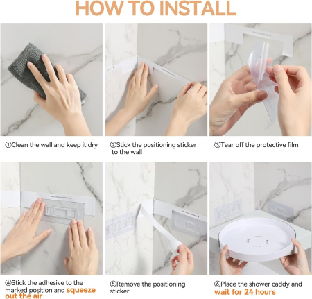 Raft pentru depozitare dus, Rotativ 360°, Organizator baie sau bucatarie, Permite scurgerea apei [3]