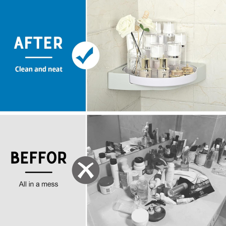 Raft pentru depozitare dus, Rotativ 360°, Organizator baie sau bucatarie, Permite scurgerea apei [4]