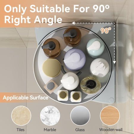 Raft pentru depozitare dus, Rotativ 360°, Organizator baie sau bucatarie, Permite scurgerea apei [5]