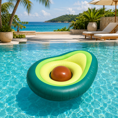 Saltea Gonflabila Avocado cu Minge Detasabila, pentru Piscina si Plaja, 150 x 120 x 21 cm, Verde [10]