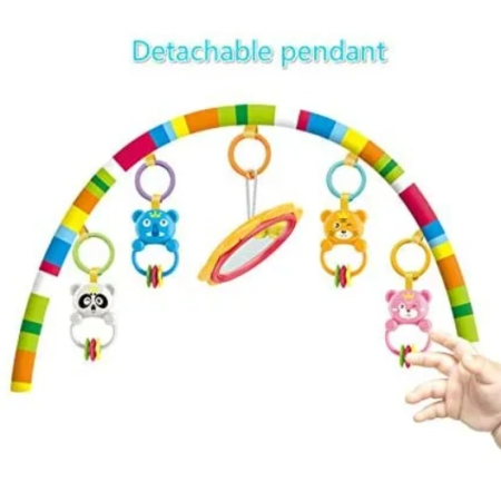 Salteluta cu activitati pentru bebelusi, 5 jucarii interactive, Pian muzical 0 luni +, 74 x 60 x 42cm, Bleu, Joynix [6]