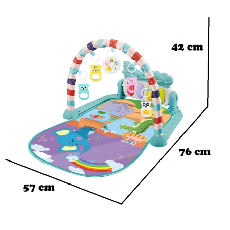 Salteluta cu activitati pentru bebelusi, 5 jucarii interactive, Pian muzical 0 luni +, Albastru, Joynix [2]