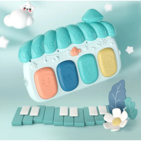 Salteluta cu activitati pentru bebelusi, 5 jucarii interactive, Pian muzical 0 luni +, Albastru, Joynix [5]