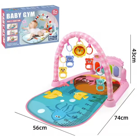 Salteluta cu activitati pentru bebelusi, 5 jucarii interactive, Pian muzical 0 luni +, Roz, Joynix [1]