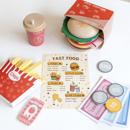 Set Complet de Joaca Hamburger Shop din Lemn pentru Copii [1]