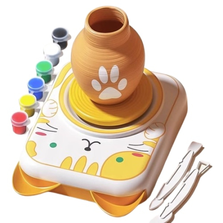 Jocuri Educative și Logice - Set Complet de Olarit pentru Copii si Incepatori, 10 Pachete de Lut Incluse, Vopsea, Pensula si Accesorii, Joynix