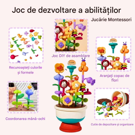 Set Constructie Aranjament Floral, 2 Ghivece, 41 Piese, Multicolor [1]