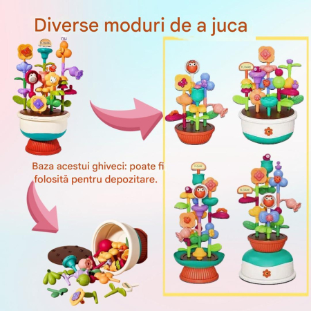 Set Constructie Aranjament Floral, 2 Ghivece, 41 Piese, Multicolor [3]
