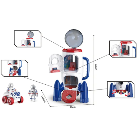 Set Cosmic de Explorare 3 in 1 cu Efecte Luminoase si Sonore, Racheta Spatiala, Rover si 2 Astronauti, Joynix [4]