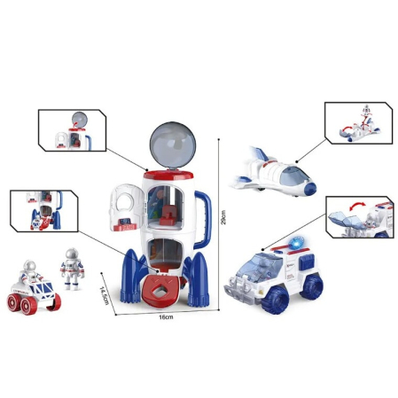 Set Cosmic de Explorare 5 in 1 cu Efecte Luminoase si Sonore, Racheta, Rover si Naveta Spatiala, 3 Astronauti [1]