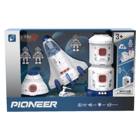 Set Cosmic de Explorare 6 in 1 cu Efecte Luminoase si Sonore, Capsula si Statie Spatiala, Nava si Scuter, 3 Astronauti [5]