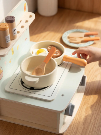 Set de Joaca Mini-Bucatarie Interactiva cu Ustensile si Alimente din Lemn [2]