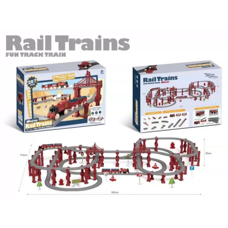 Jocuri Educative și Logice - Set Trenulet Electric de Aventura Joynix - Deluxe: 287 Piese, Traseu Interactiv, Poduri, Accesorii - Expresul Copilariei