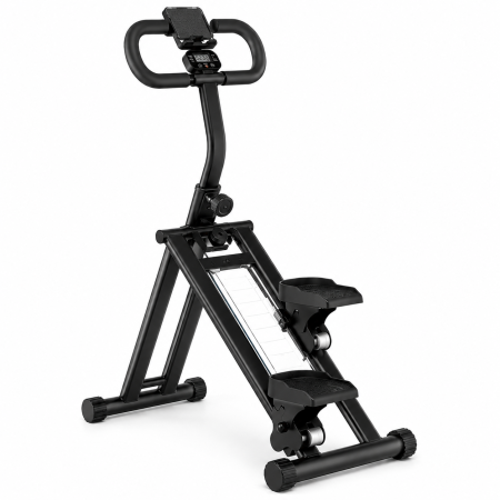 Casă și Îngrijire - Stepper Fitness Pliabil cu Suport Telefon, Pedale Antiderapante, Maner Reglabil 3 Trepte, Silentios, Cadru Stabil - max. 150 kg