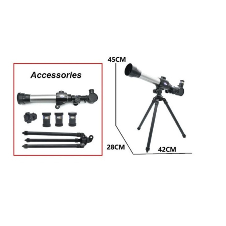 Telescop cu trepied pentru copii, 20x 30x 40x, Gri/Negru, Joynix [3]