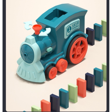 Trenulet electric cu piese Domino, Eliberare automata a pieselor, Control directie, Albastru, Joynix [2]