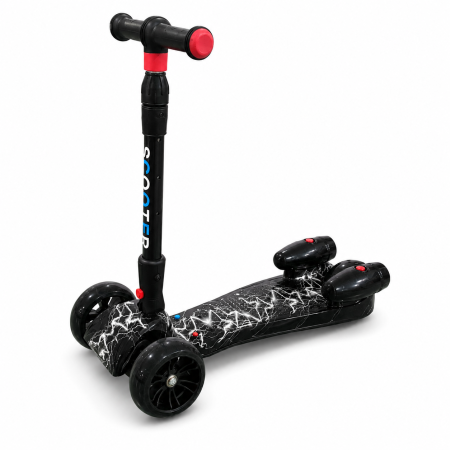 Trotinete - Trotineta Copii Pliabila cu Efect de Abur, Bluetooth si Lumini LED, 3 Roti PU, Directie prin Inclinare, Ghidon Reglabil, Structura Rezistenta, maxim 60kg, Design Graffiti