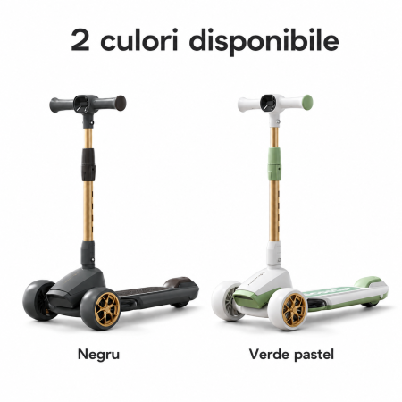 Trotineta Copii Premium cu 3 Roti Mari, Pliabila, Muzica si Lumini LED, Ghidon Reglabil 70-90 cm, Pana la 50 kg [6]