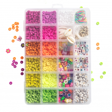 GIFTS FOR 7 & OLDER - Kit de Margele pentru Confectionarea Bijuteriilor, forme mixte, aprox. 1930 buc