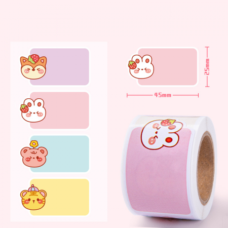 GIFTS FOR 7 & OLDER - Roll Label Stickers - Cute Animals, 4,5 X 2,5 CM, 100 PCS
