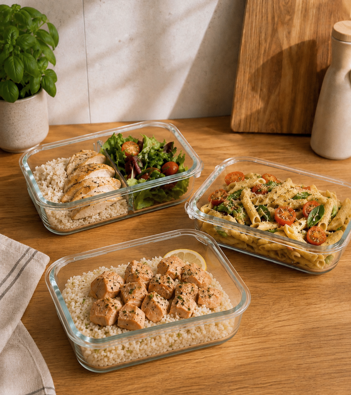 Set Meal Prep Kali Home cu 3 caserole de vidare [3]