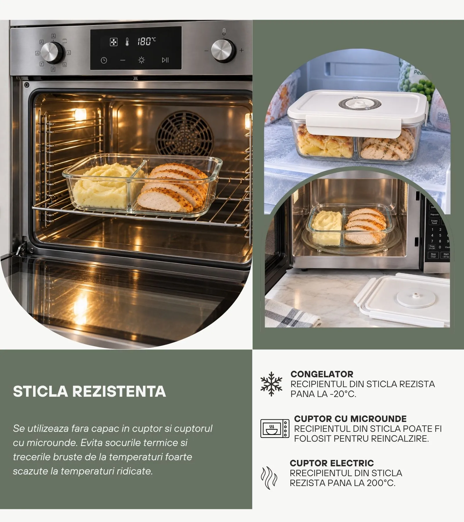 Set Meal Prep Kali Home cu 3 caserole de vidare [7]