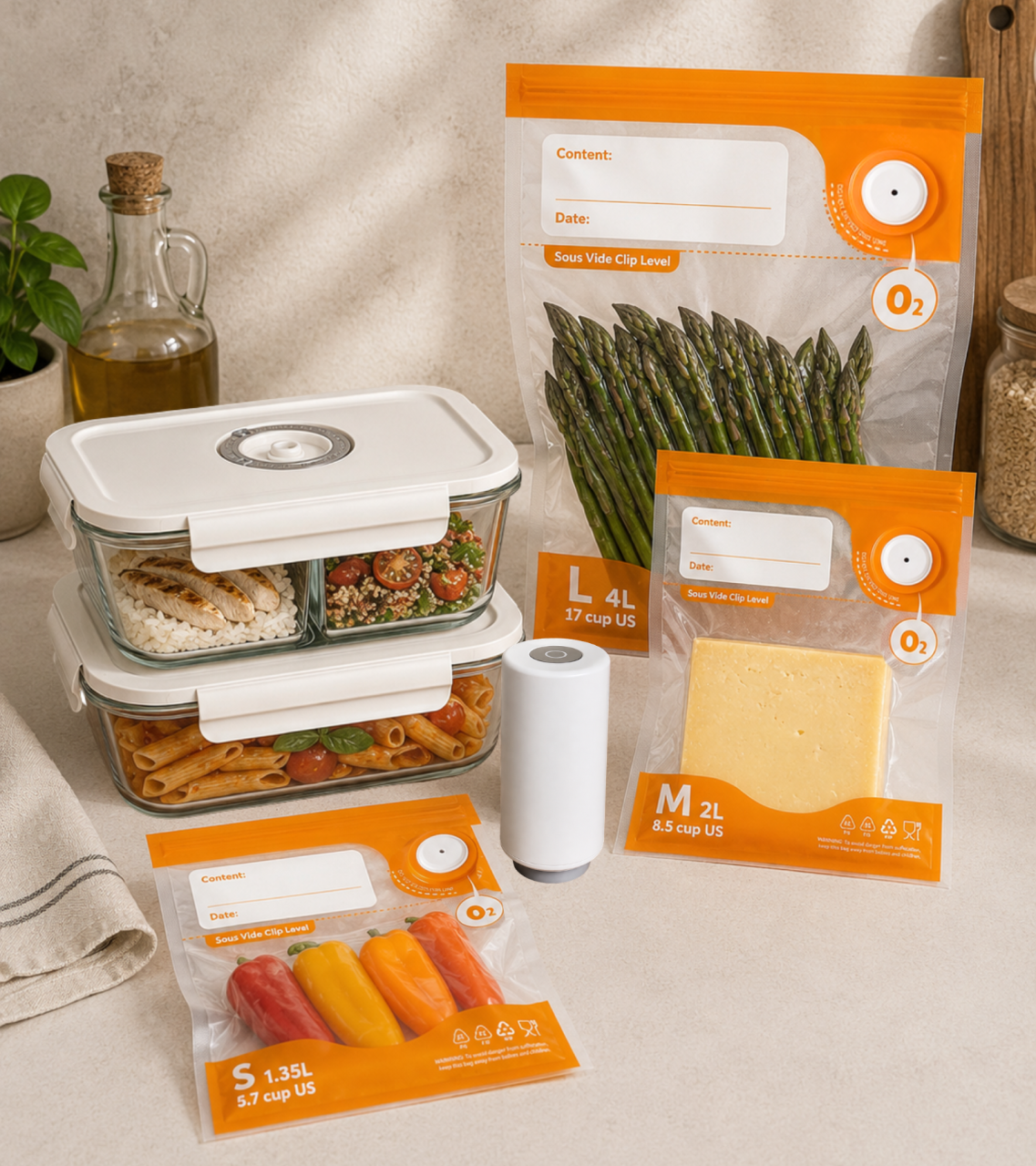 Set Starter Mixt Kali Home - Caserole si pungi de vidare cu pompa [2]