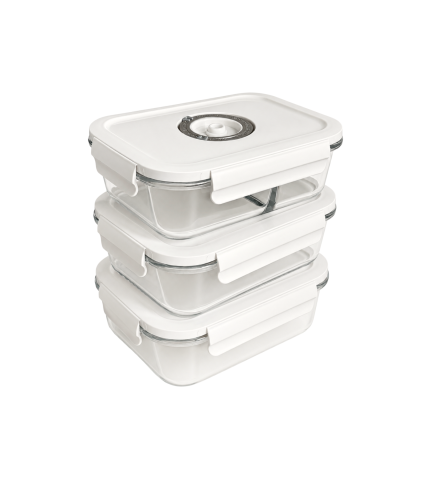 Seturi caserole si pungi de vidare - Set Meal Prep Kali Home cu 3 caserole de vidare