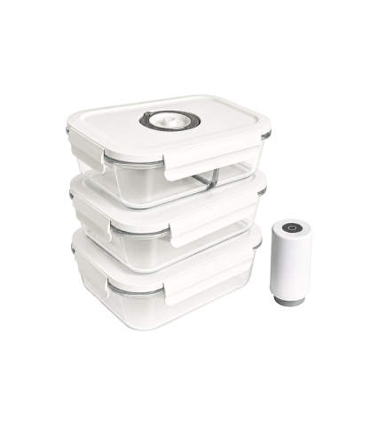 Seturi caserole si pungi de vidare - Set Meal Prep Kali Home cu 3 caserole de vidare