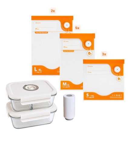Seturi caserole si pungi de vidare - Set Starter Mixt Kali Home - Caserole si pungi de vidare cu pompa