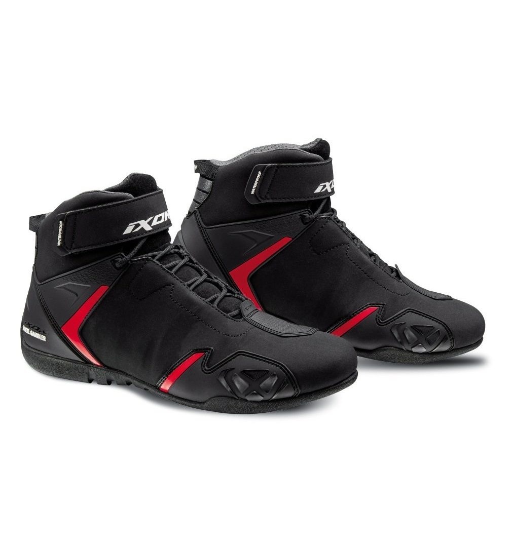 ECHIPAMENTE - Ghete moto Ixon Gambler WP MS, bărbați, roadster, all-season - negru/roșu impermeabile