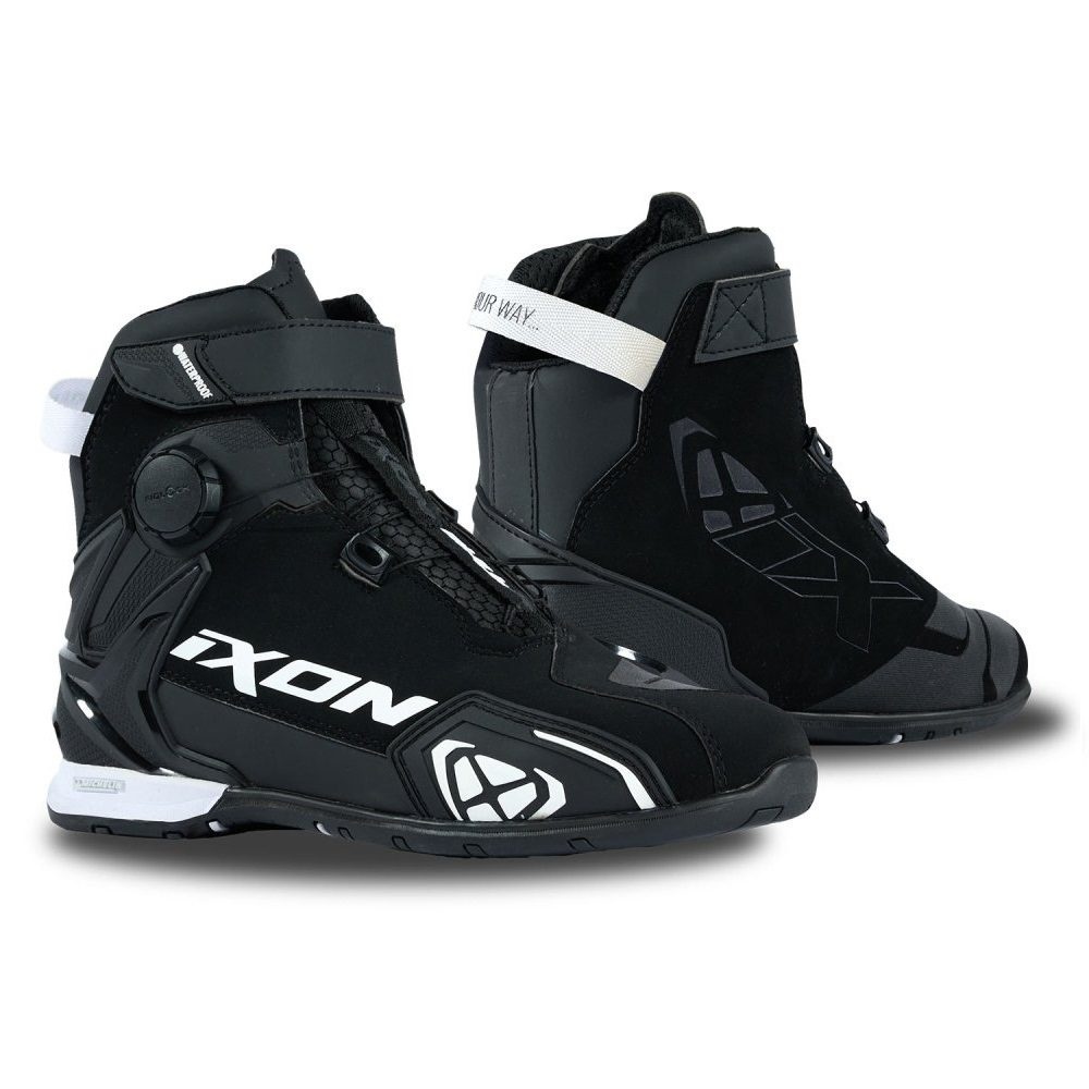 ECHIPAMENTE - Ghete moto Ixon Bull 2 WP LS, femei, roadster, all-season - negru/alb impermeabile