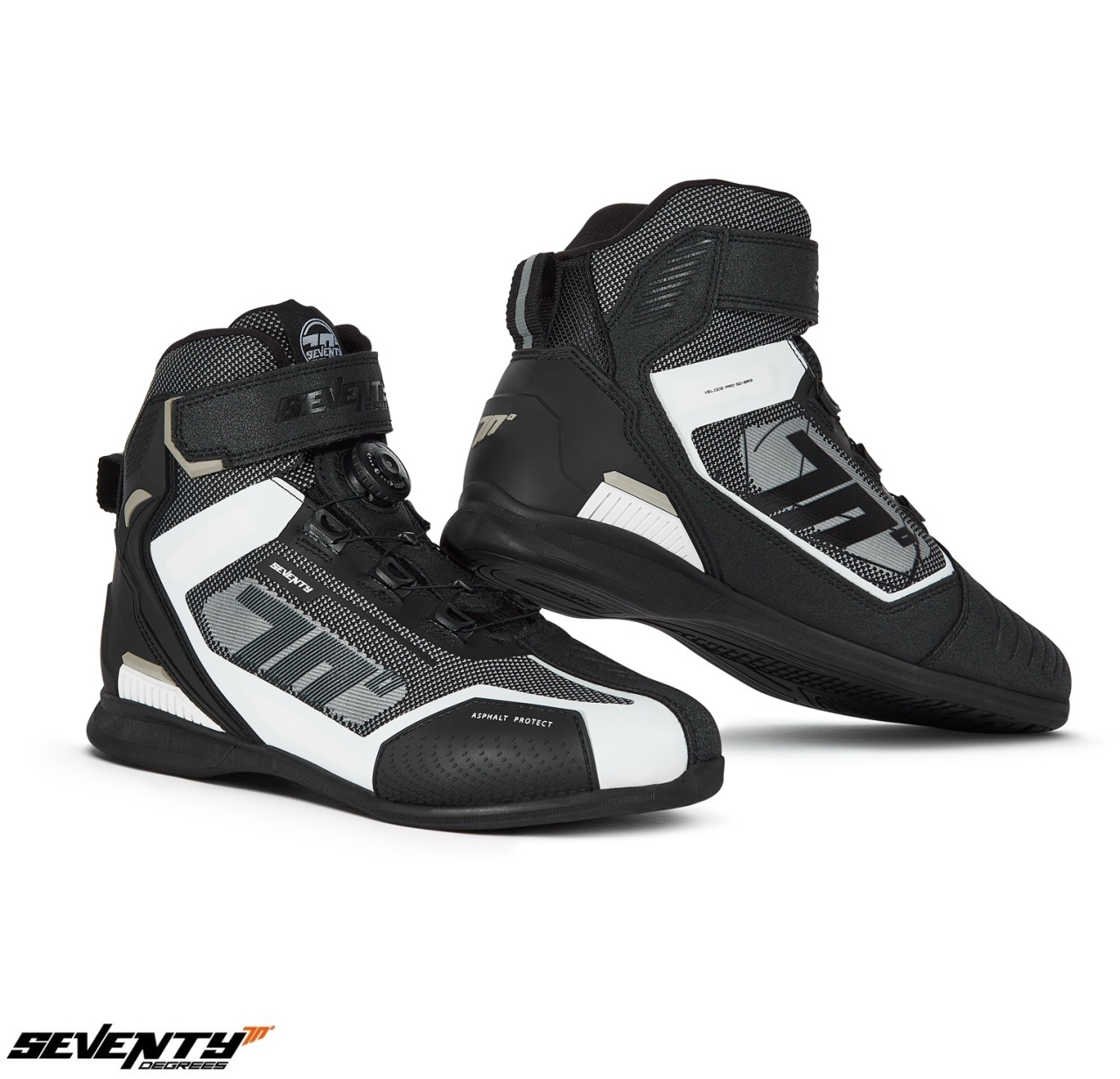 ECHIPAMENTE - Ghete moto Seventy Degrees SD-BR3 Veloce Pro Negru Alb