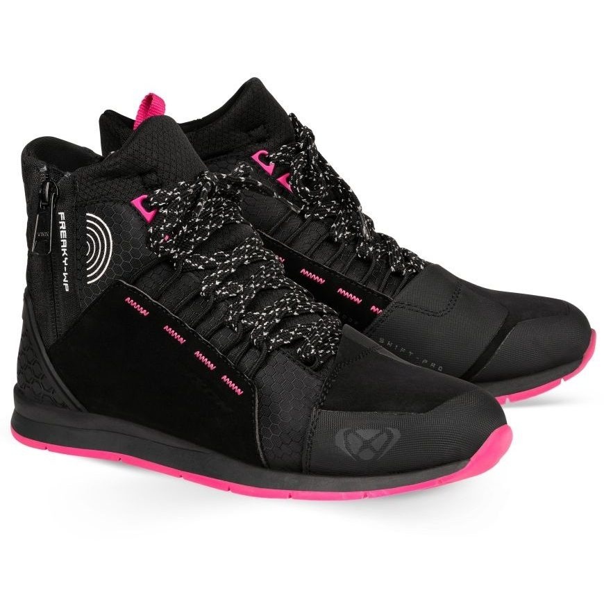 ECHIPAMENTE - Ghete moto Ixon Freaky WP LS, femei, urban, all-season - negru/fuchsia (roz) impermeabile