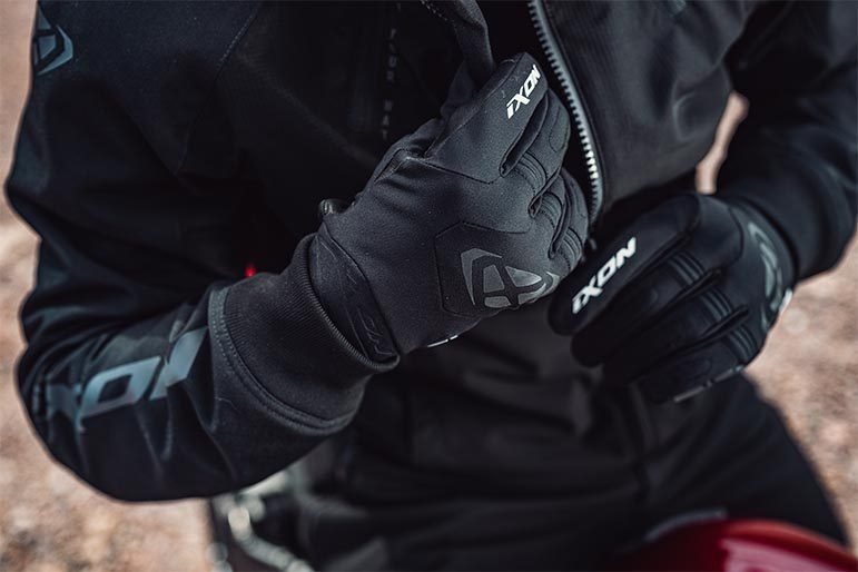 Mănuși moto Ixon MIG 2 WP MS, bărbați, textil/piele, roadster - negru/alb; degete tactile; impermeabile [3]