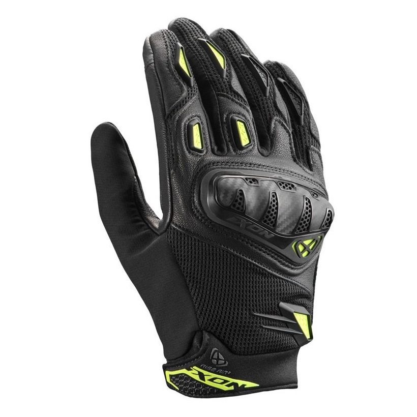 ECHIPAMENTE - Mănuși moto Ixon Rise Air 2 MS, bărbați, piele/textil, roadster, vară - negru/galben; degete tactile