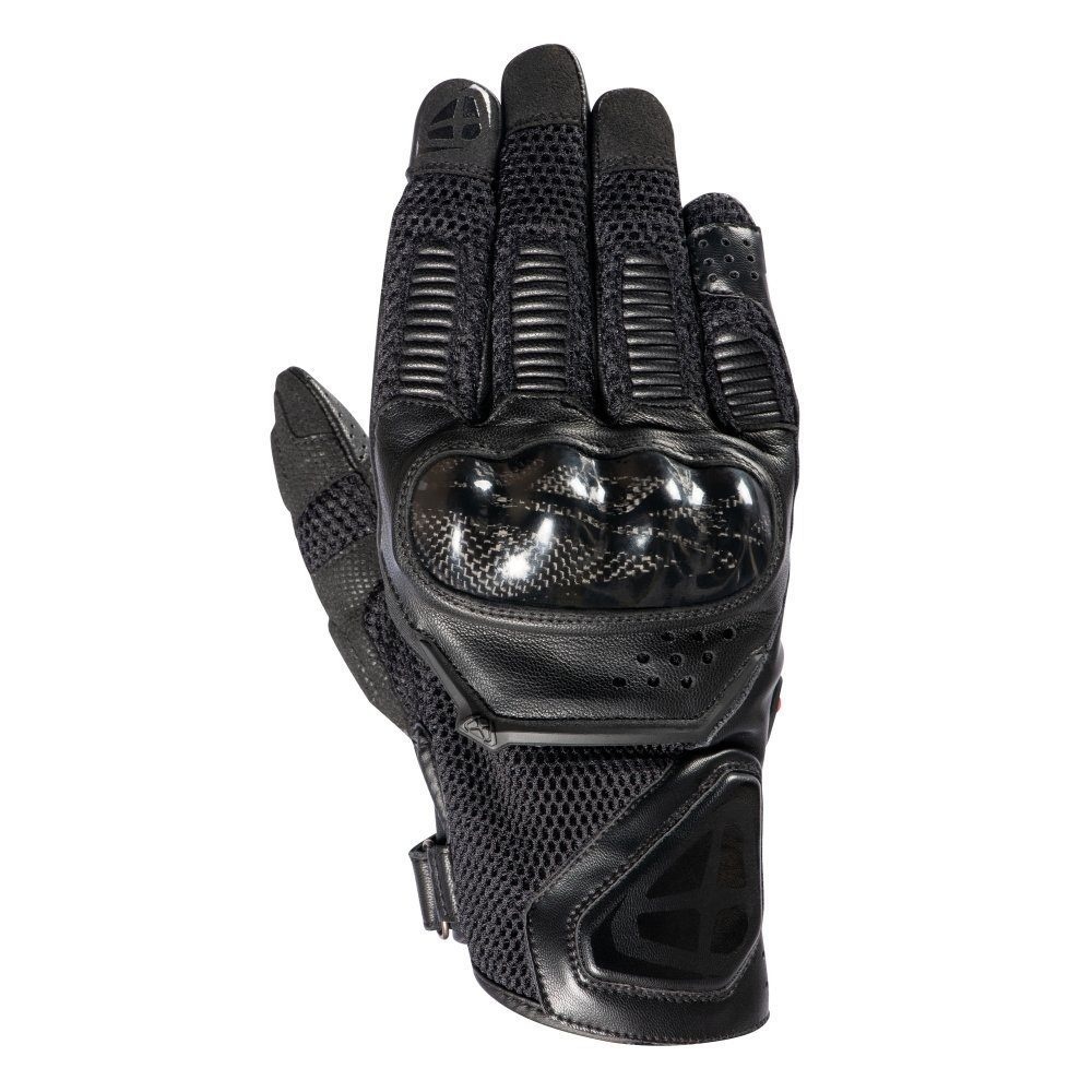 ECHIPAMENTE - Mănuși moto Ixon RS4 AIR MS, bărbați, piele/textil, roadster, vară - negru; degete tactile (carbon)