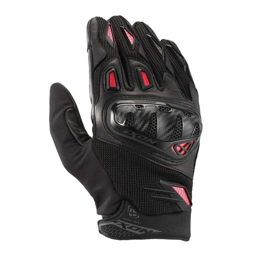 ECHIPAMENTE - Mănuși moto Ixon Rise Air 2 MS, bărbați, piele/textil, roadster, vară - negru/roșu; degete tactile