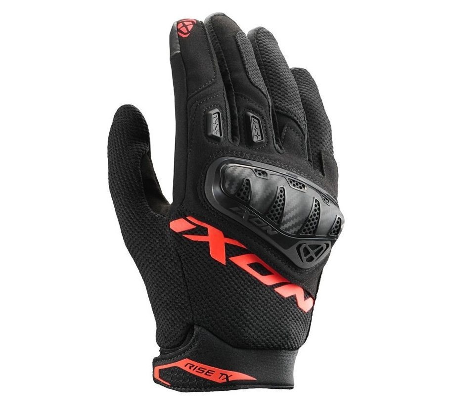 ECHIPAMENTE - Mănuși moto Ixon Rise TX MS, bărbați, textil, roadster, vară - negru/roșu; degete tactile