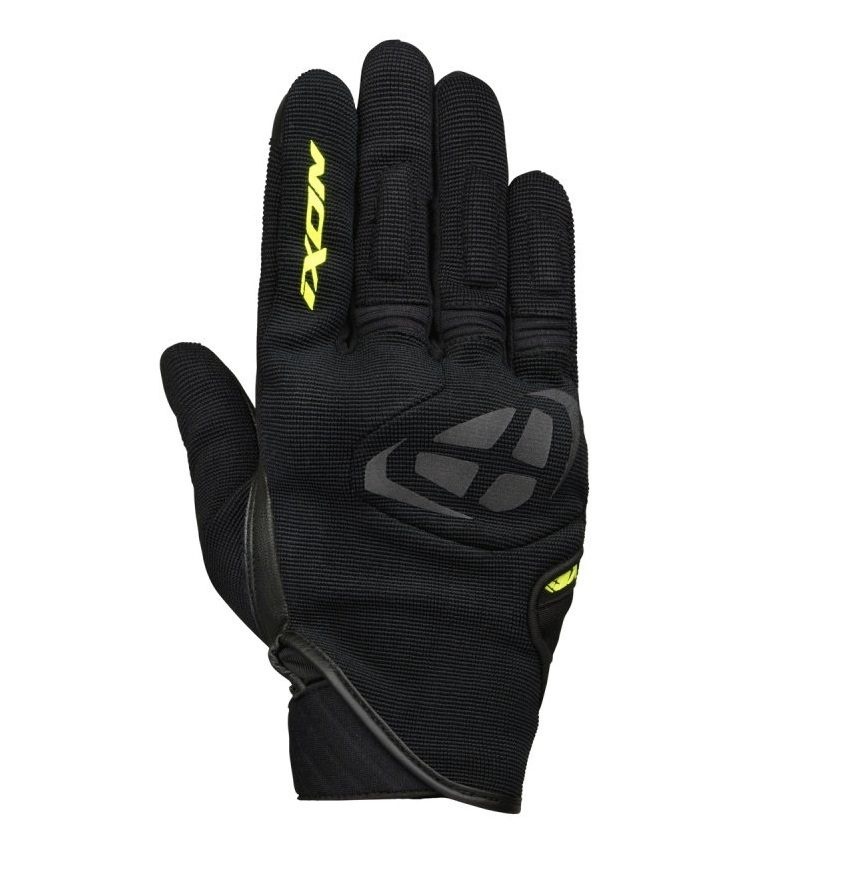 ECHIPAMENTE - Mănuși moto Ixon MIG MS, bărbați, textil/piele, roadster, vară - negru/galben; degete tactile