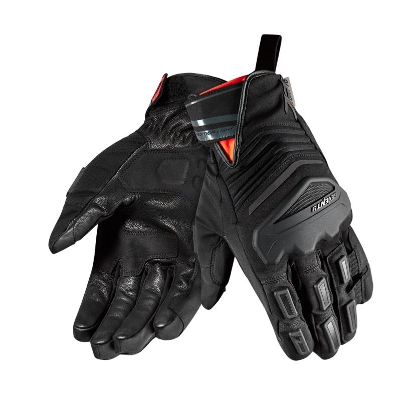 ECHIPAMENTE - Mănuși moto bărbați Touring/Adventure iarnă Seventy Degrees SD-T13 Aspen Light negru/roșu - WinterTex