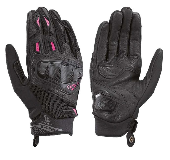 Mănuși moto Ixon Rise Air 2 LS, femei, piele/textil, roadster, vară - negru/fuchsia; degete tactile [3]