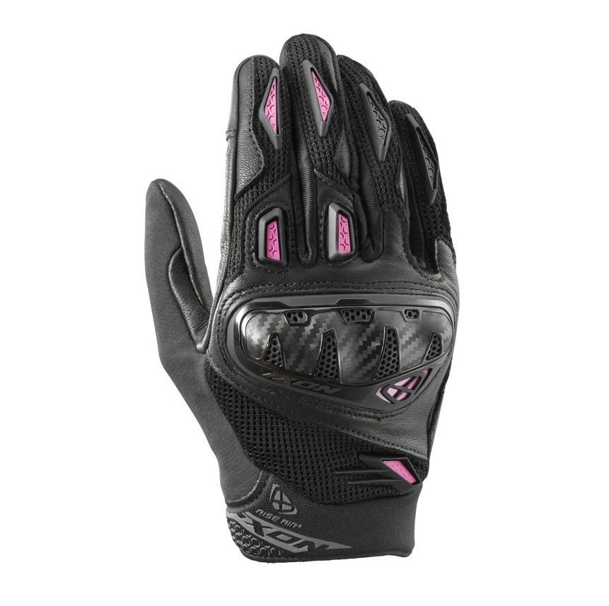ECHIPAMENTE - Mănuși moto Ixon Rise Air 2 LS, femei, piele/textil, roadster, vară - negru/fuchsia; degete tactile