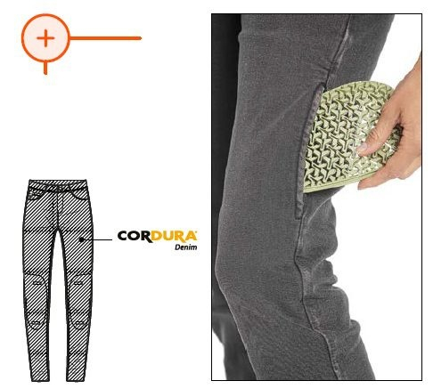 Blugi moto Ixon Dany LS, femei - albastru (stonewash) Cordura Denim; Regular; CE AA [3]