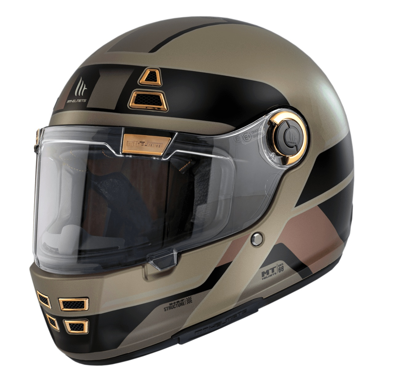 Cască moto integrală MT Jarama 68th C9 auriu mat - retro/cafe racer [2]