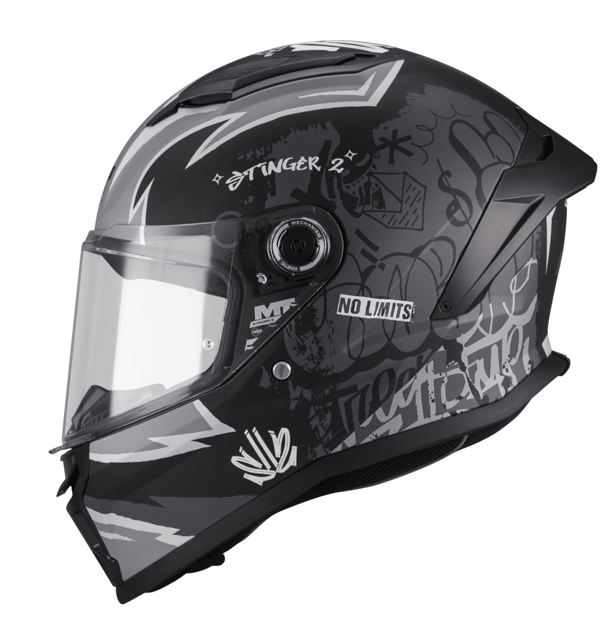 Cască moto integrală MT Stinger 2 Kids Tagger B2 negru mat - vizieră MT-V-28B - cască de copii [1]