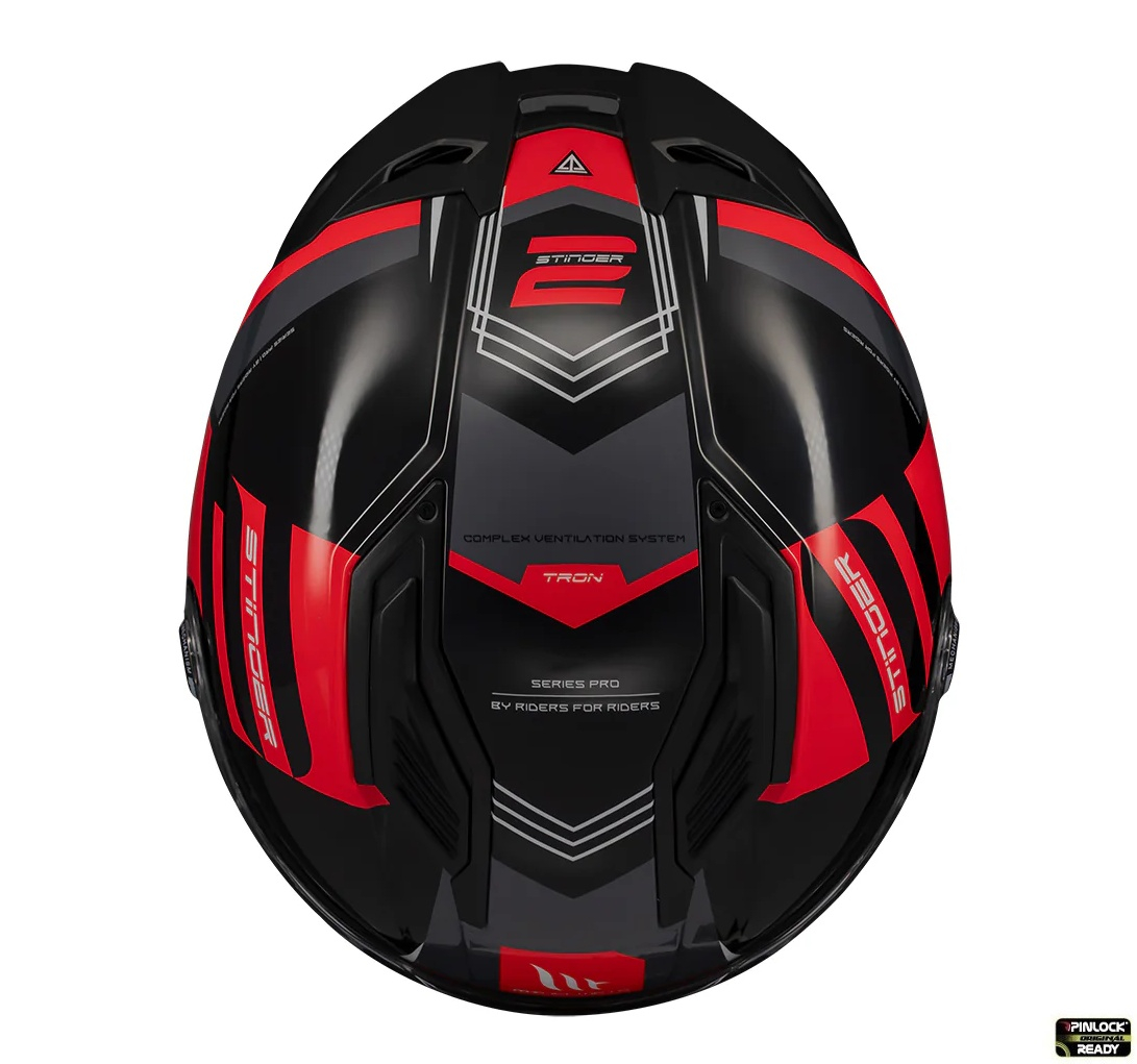 Casca integrala MT Stinger 2 Tron B15 negru/rosu lucios - tip viziera: MT-V-28B - punctaj maxim SHARP Test - 5 stele [6]